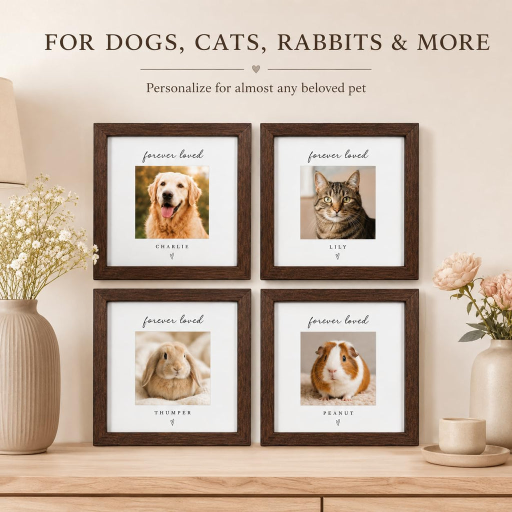 Personalized Pet Memorial Frame, Custom Photo & Name, Solid Wood