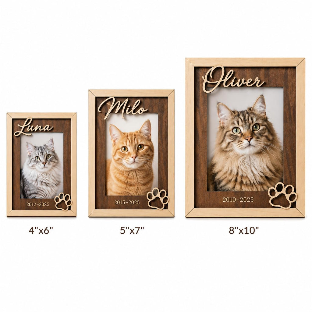 Personalized Cat Memorial Picture Frame, Custom Name Date, 4x6 5x7 8x10