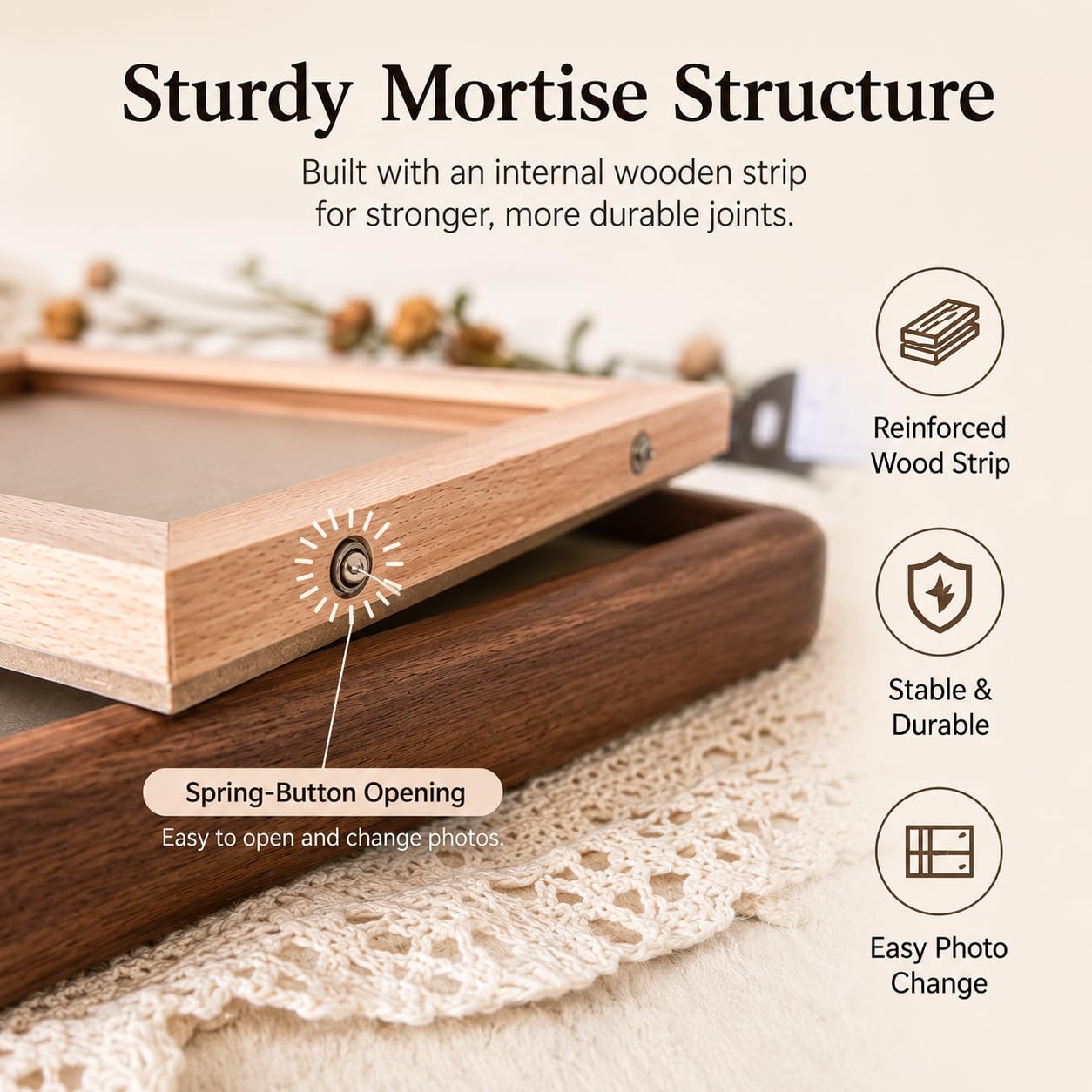 Custom Solid Wood 8-Grid Pet Photo Frame, Walnut Teak, 4 Sizes Wall Dog Cat