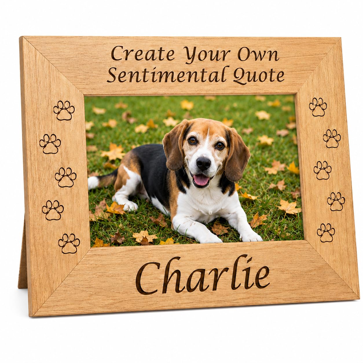 Custom Wood Pet Memorial Frame, Engraved Name Quote 4x6 Dog Cat Loss Gift