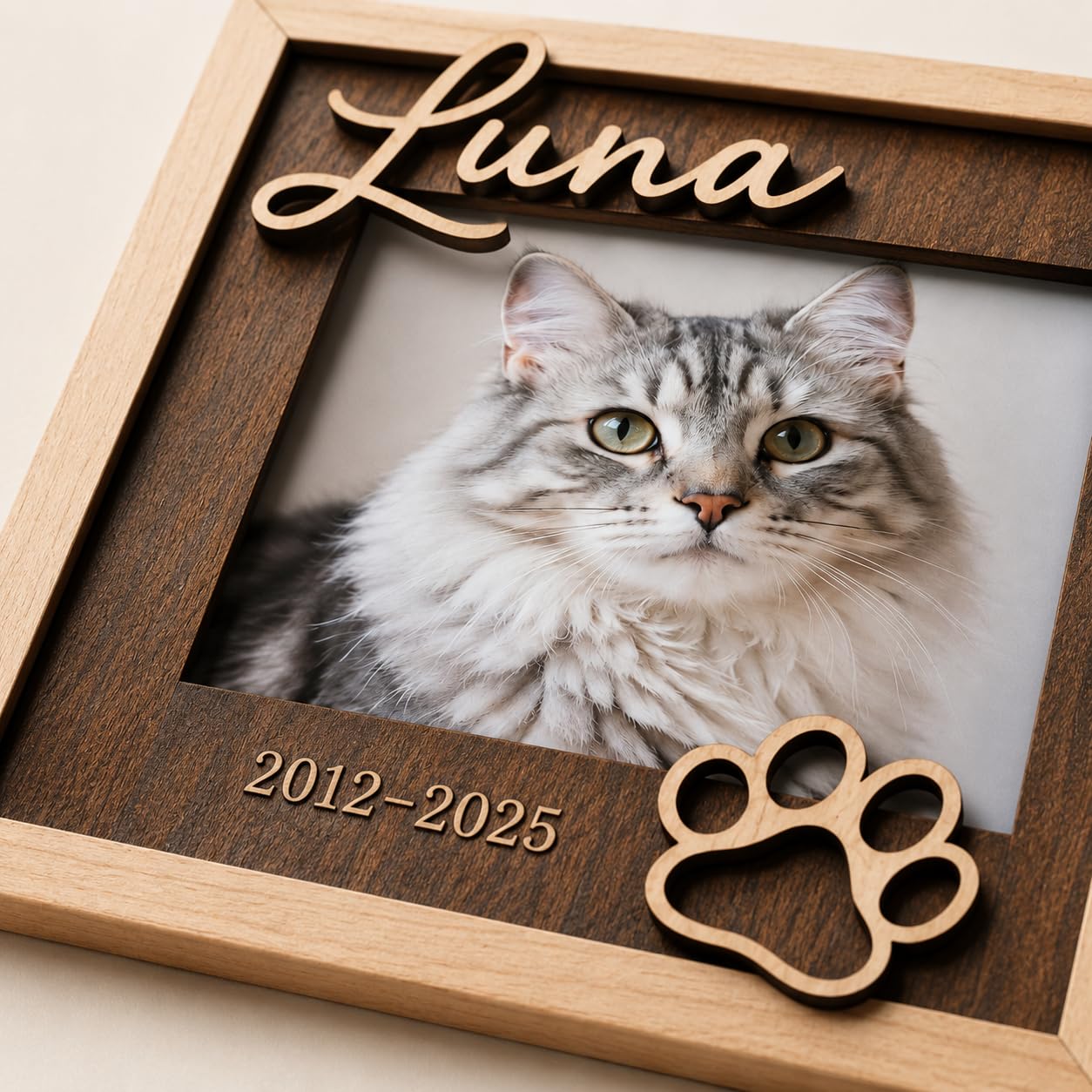 Personalized Cat Memorial Picture Frame, Custom Name Date, 4x6 5x7 8x10