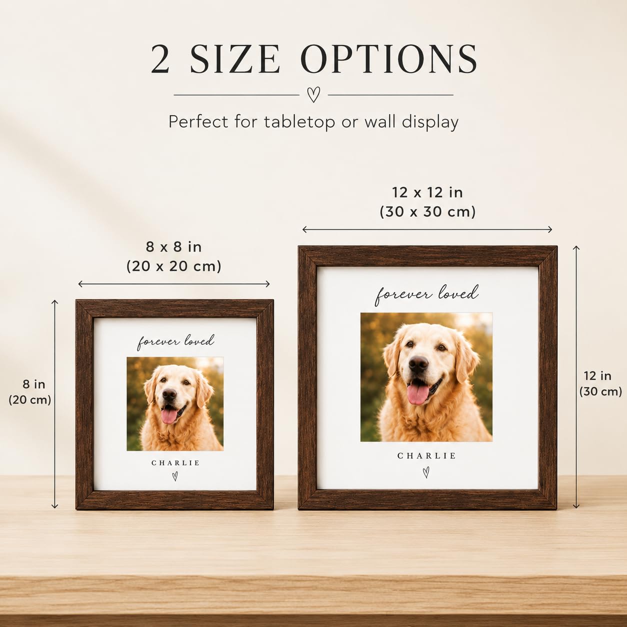 Personalized Pet Memorial Frame, Custom Photo & Name, Solid Wood