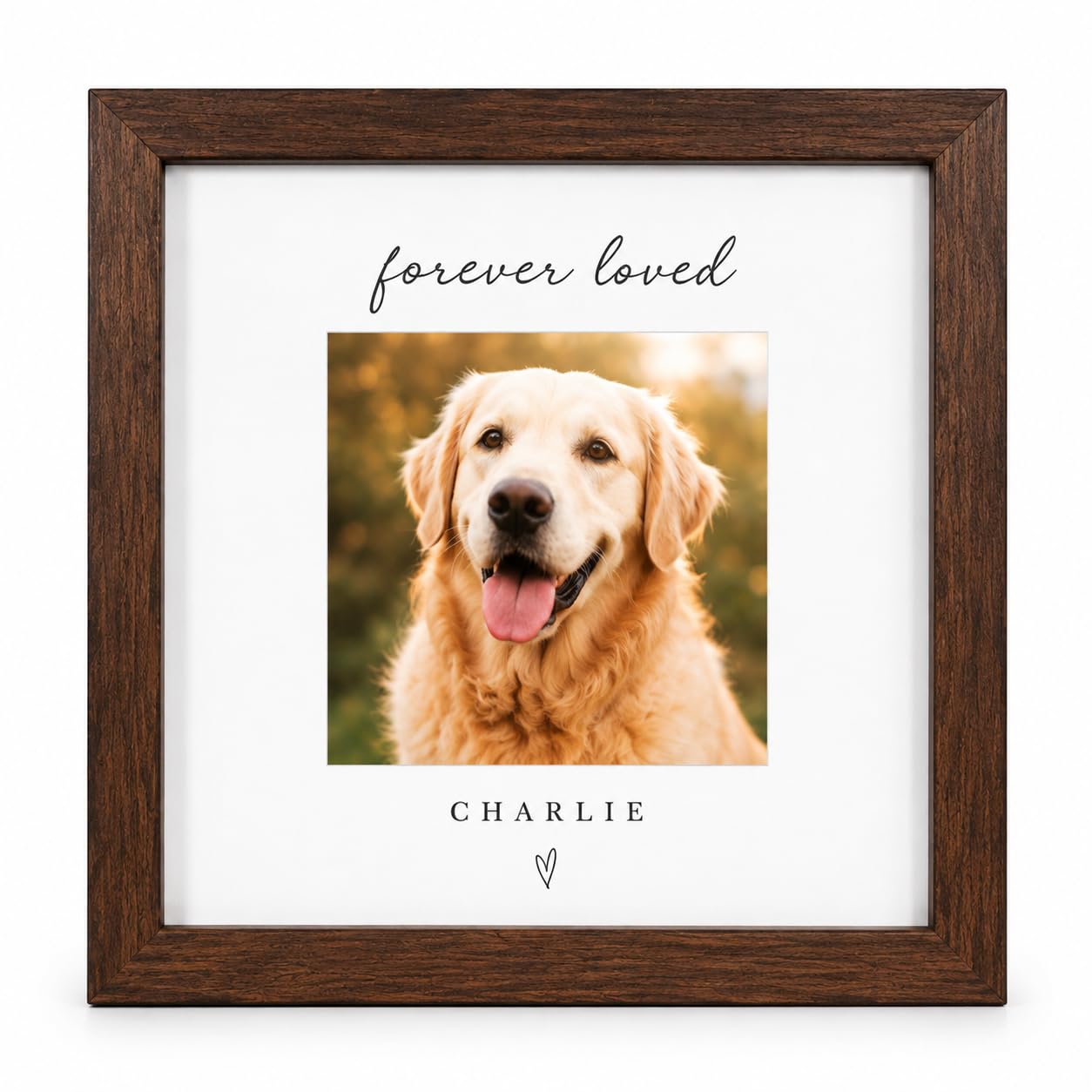 Personalized Pet Memorial Frame, Custom Photo & Name, Solid Wood