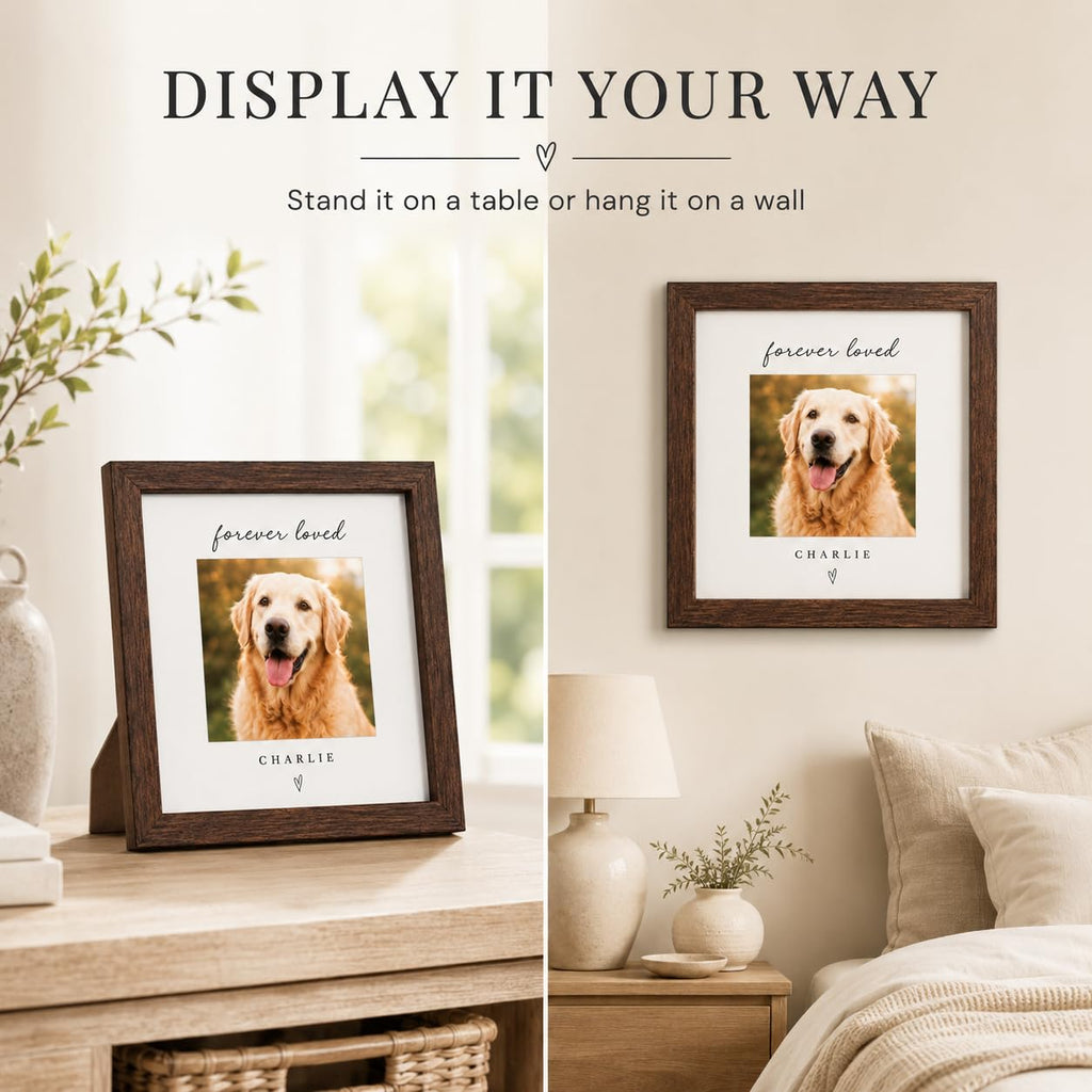 Personalized Pet Memorial Frame, Custom Photo & Name, Solid Wood