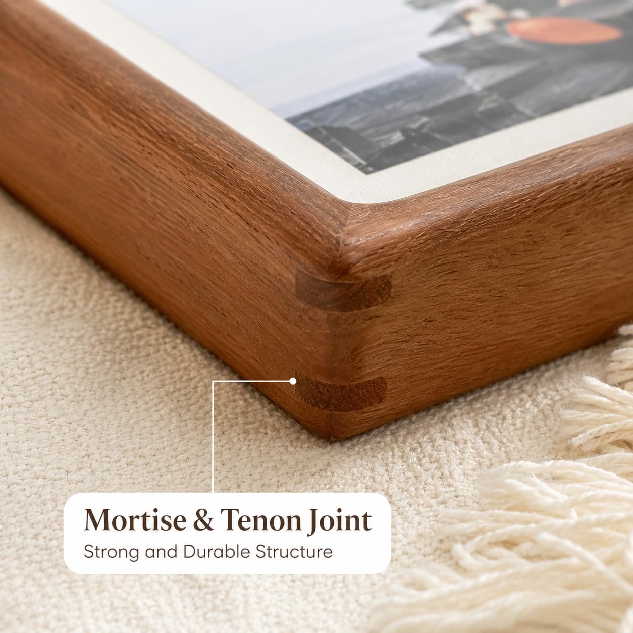 Custom Solid Wood 8-Grid Pet Photo Frame, Walnut Teak, 4 Sizes Wall Dog Cat