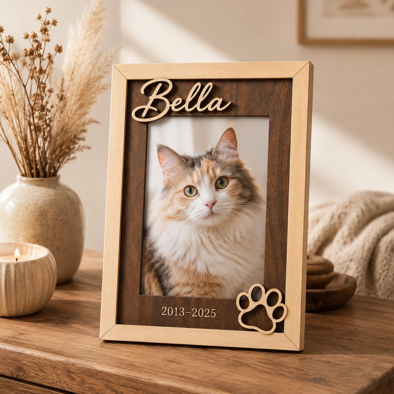 Personalized Cat Memorial Picture Frame, Custom Name Date, 4x6 5x7 8x10