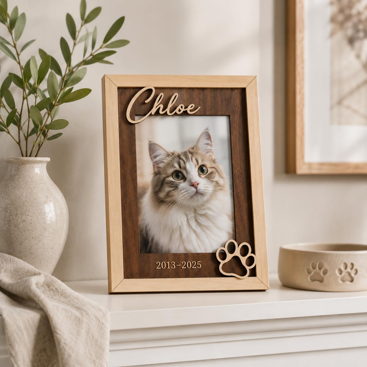 Personalized Cat Memorial Picture Frame, Custom Name Date, 4x6 5x7 8x10