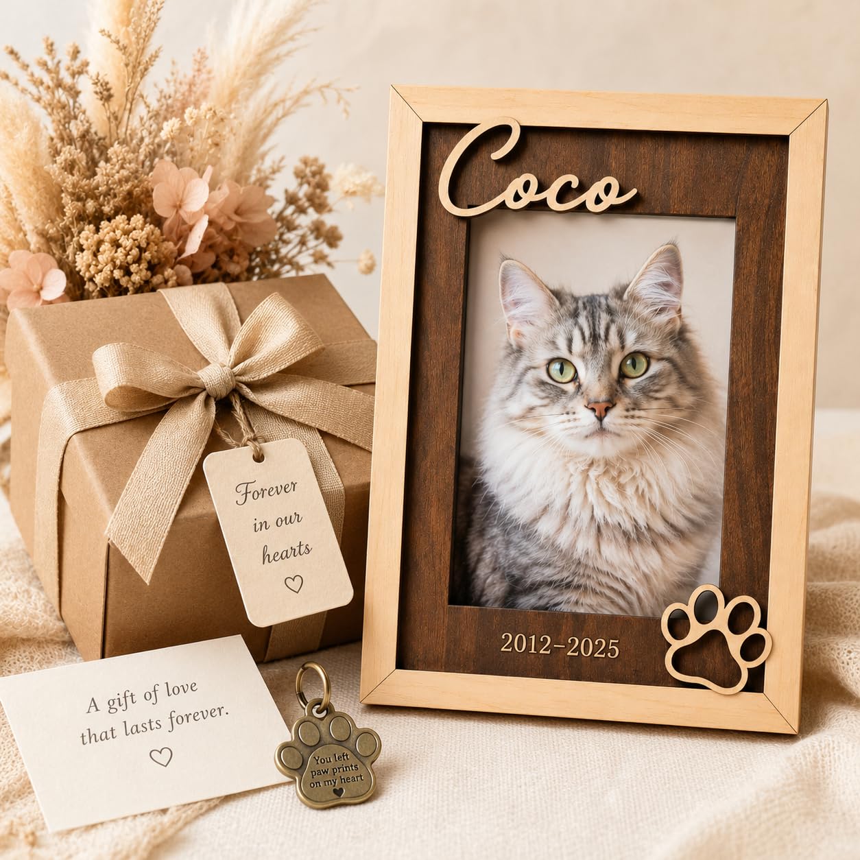 Personalized Cat Memorial Picture Frame, Custom Name Date, 4x6 5x7 8x10