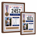 Custom Wood Medal Shadow Box, Race Bib Display for Marathon Running Cycling